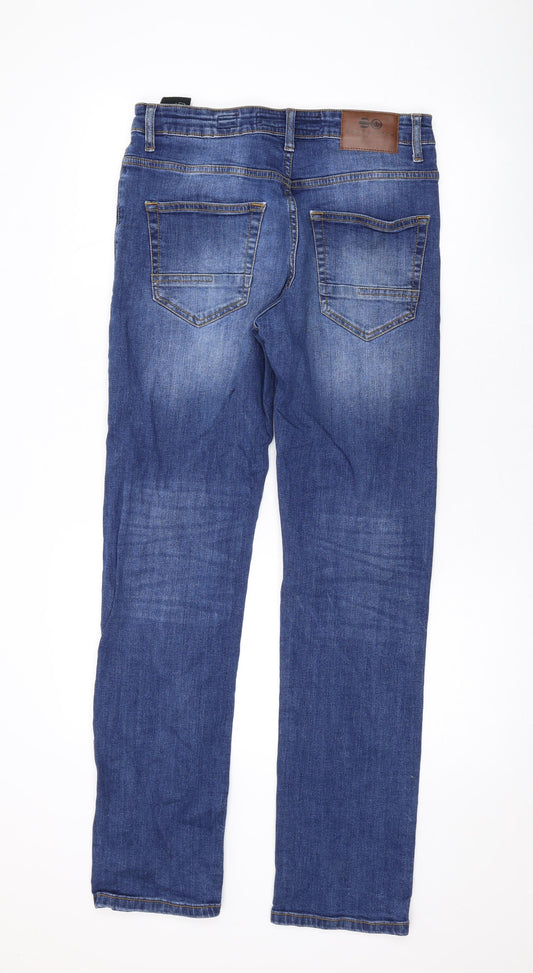 Crosshatch Mens Blue Cotton Straight Jeans Size 32 in L30 in Regular Button