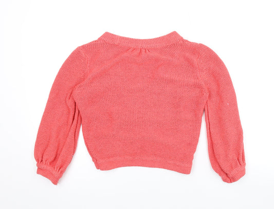 NEXT Womens Pink V-Neck Cotton Cardigan Jumper Size 10