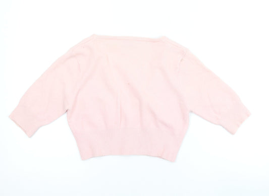 Bay Womens Pink V-Neck Nylon Cardigan Jumper Size 10