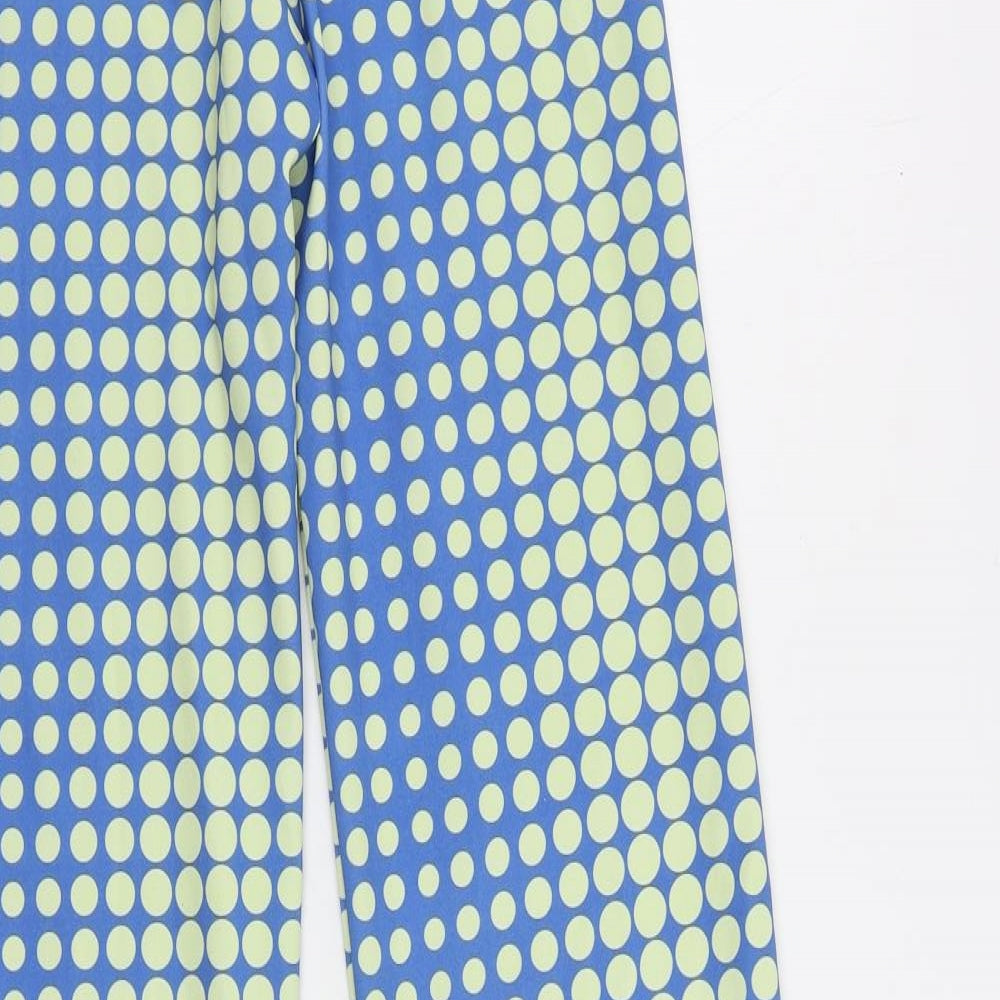 Divided by H&M Womens Blue Polka Dot Polyester Trousers Size XS L30 in Regular - Elastic Waist