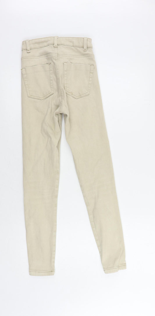 Bershka Womens Beige Cotton Skinny Jeans Size 4 L27 in Regular Zip