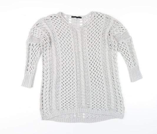 Womens UK Size 10 Crafted Grey Pullover Jumper