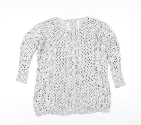 Crafted Womens Grey Round Neck Acrylic Pullover Jumper Size 10