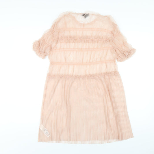 Topshop Womens Pink Polyester A-Line Size 12 Round Neck Pullover