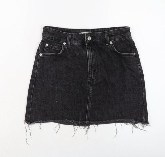 TRopsho[ Womens Grey Cotton Mini Skirt Size 8 Button