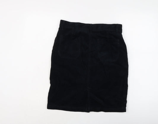 Marks and Spencer Womens Blue Cotton Mini Skirt Size 8 Button