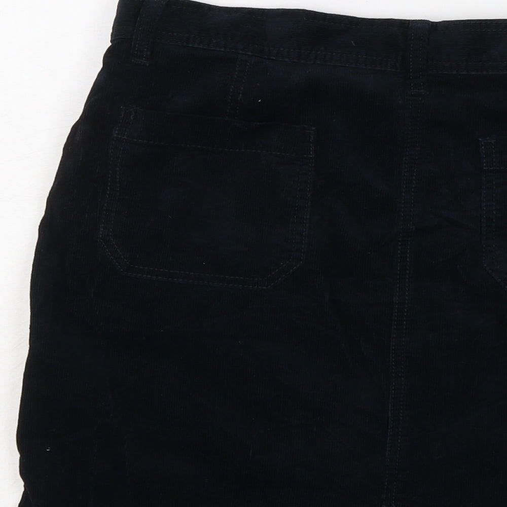 Marks and Spencer Womens Blue Cotton Mini Skirt Size 8 Button