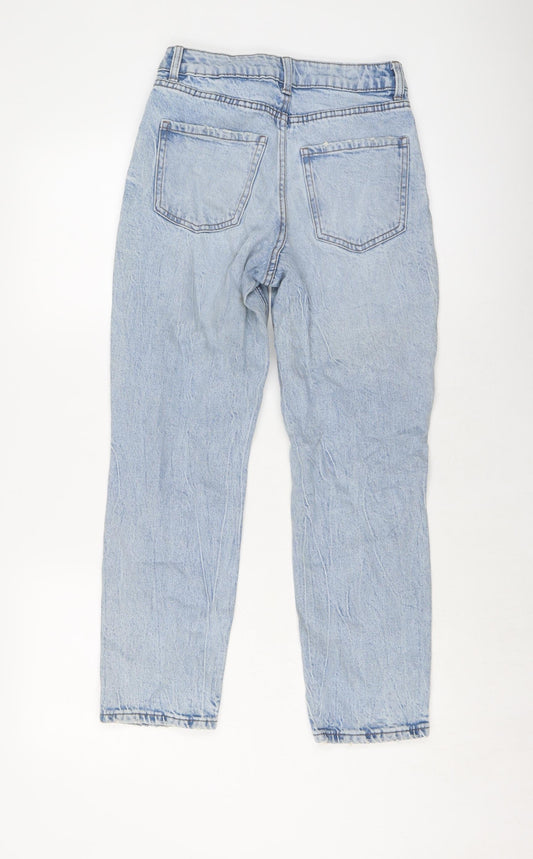 New Look Womens Blue Cotton Mom Jeans Size 6 L25 in Regular Button