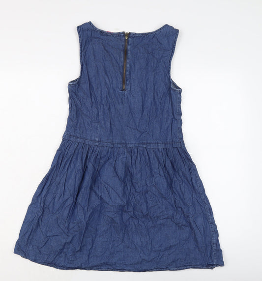 Dorothy Perkins Womens Blue Cotton A-Line Size 10 Round Neck Zip