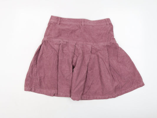H&M Womens Purple Cotton Skater Skirt Size 10 Button