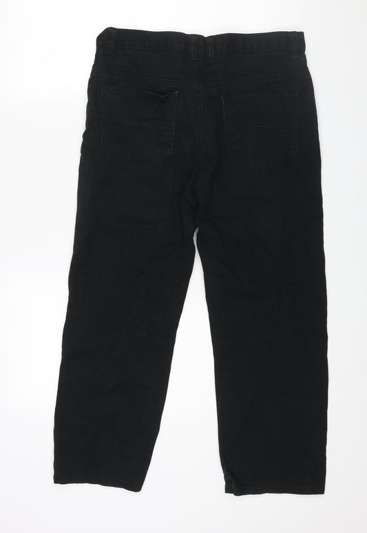 Denim & Co. Mens Black Cotton Straight Jeans Size 32 in L30 in Regular Zip