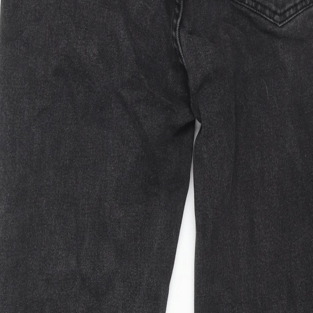 Denim & Co. Womens Grey Cotton Mom Jeans Size 14 L27 in Regular Zip - Raw Hem