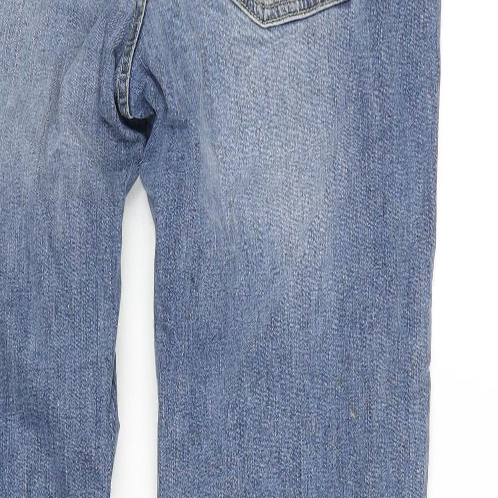 Brand and care label for b.young women’s blue cotton skinny jeans, size UK 34, in, 28-inch leg regular zip - taped sides