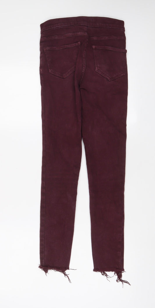 New Look Womens Red Cotton Skinny Jeans Size 8 L27 in Regular Zip