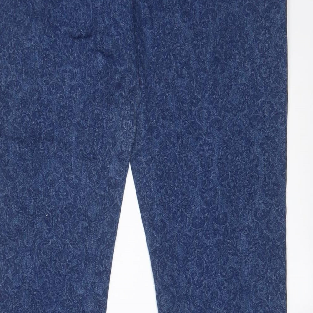 Denim & Co. Womens Blue Fair Isle Cotton Skinny Jeans Size 10 L29 in Regular Zip