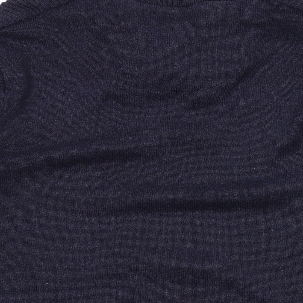 NEXT Mens Blue V-Neck Cotton Pullover Jumper Size L Long Sleeve