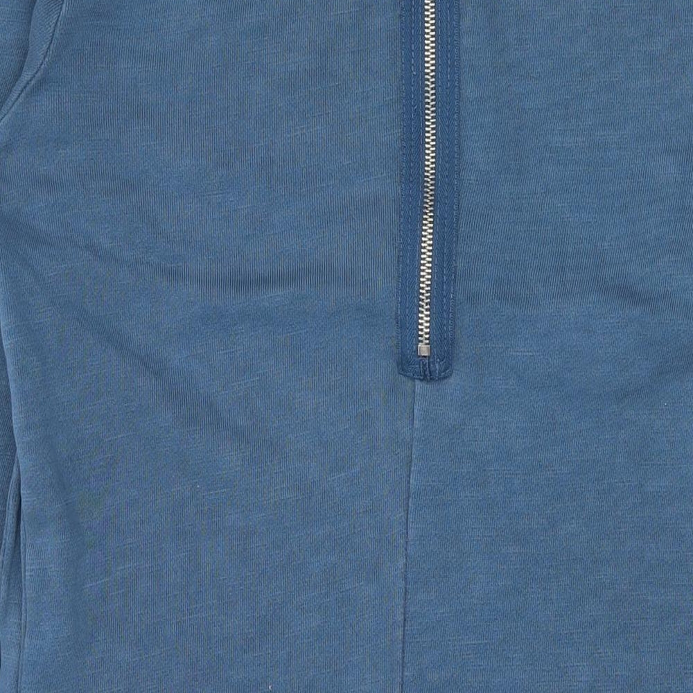 Gap Womens Blue Cotton Pencil Dress Size M Round Neck Zip
