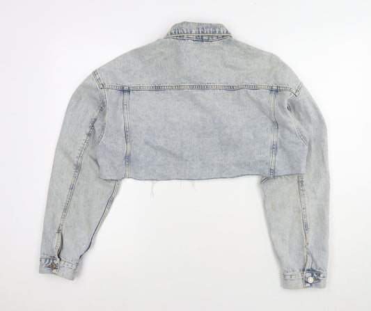 Denim & Co. Womens Blue Jacket Size 12 Button