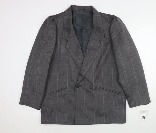 Additional front view of C&A women’s grey check polyester jacket blazer, size UK 18