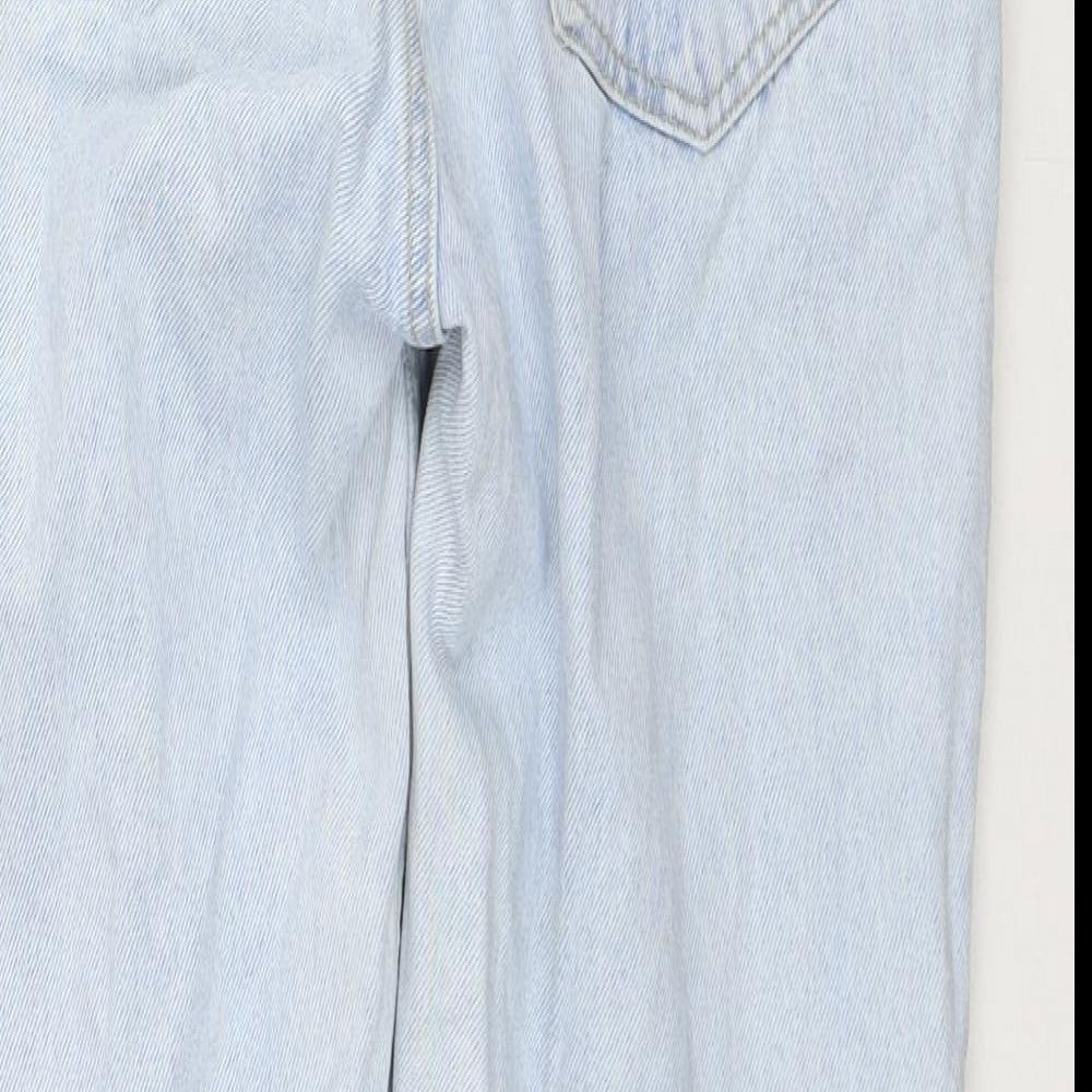 Zara Womens Blue Cotton Straight Jeans Size 10 L27 in Regular Zip