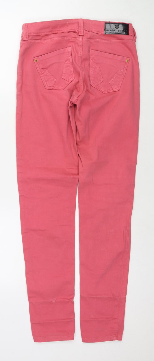 River Island Womens Pink Cotton Skinny Jeans Size 6 L30 in Regular Zip