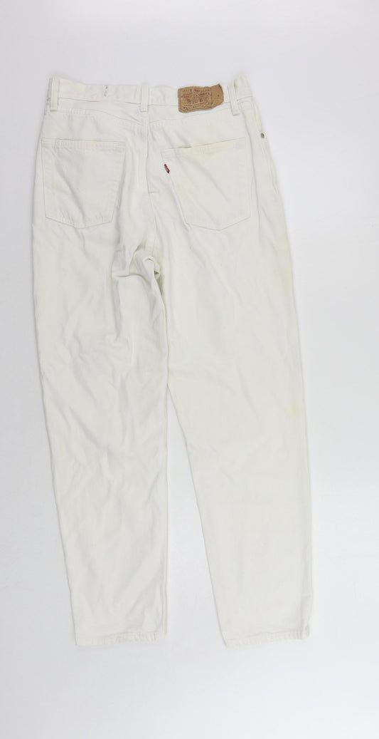 Levi's Womens White Cotton Straight Jeans Size 28 in L28 in Regular Button - Vintage