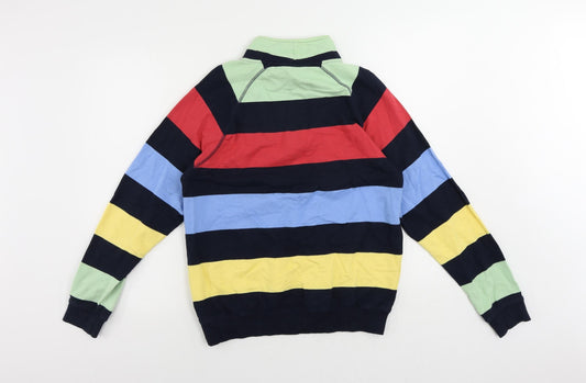 Cotton Traders Womens Multicoloured Striped Cotton Pullover Sweatshirt Size S Zip - Vintage