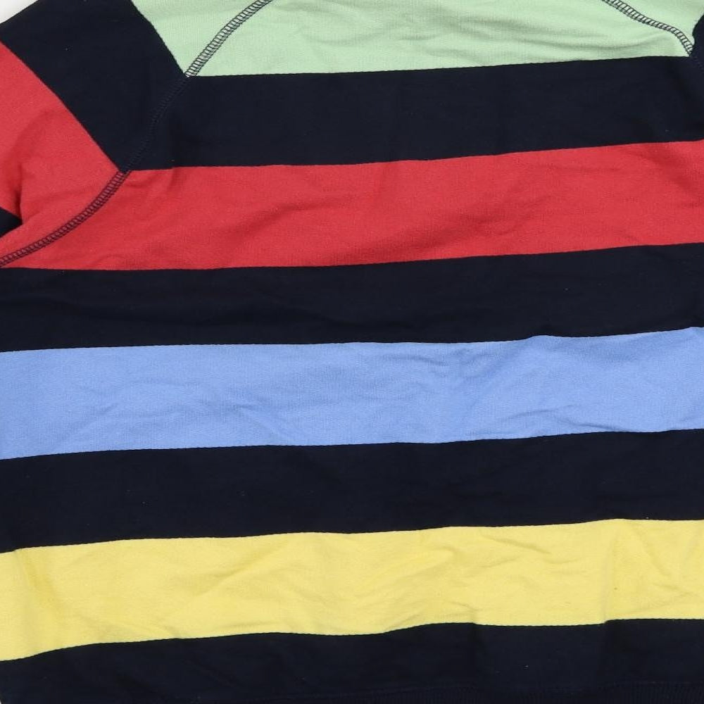 Cotton Traders Womens Multicoloured Striped Cotton Pullover Sweatshirt Size S Zip - Vintage