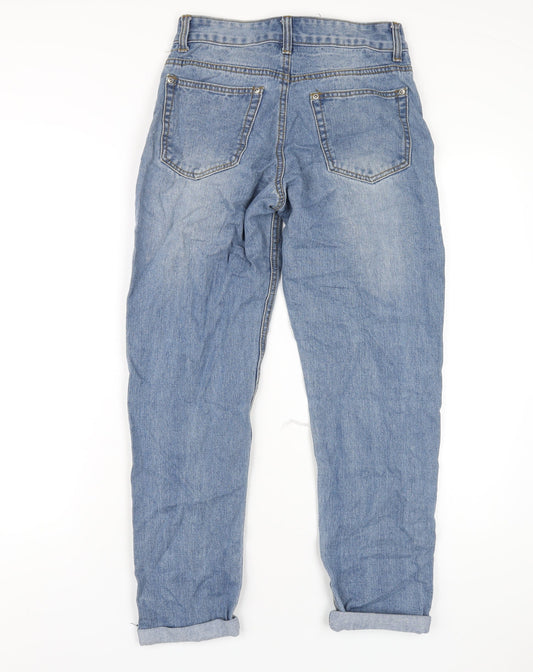 PRETTYLITTLETHING Womens Blue Cotton Mom Jeans Size 6 L27 in Regular Zip