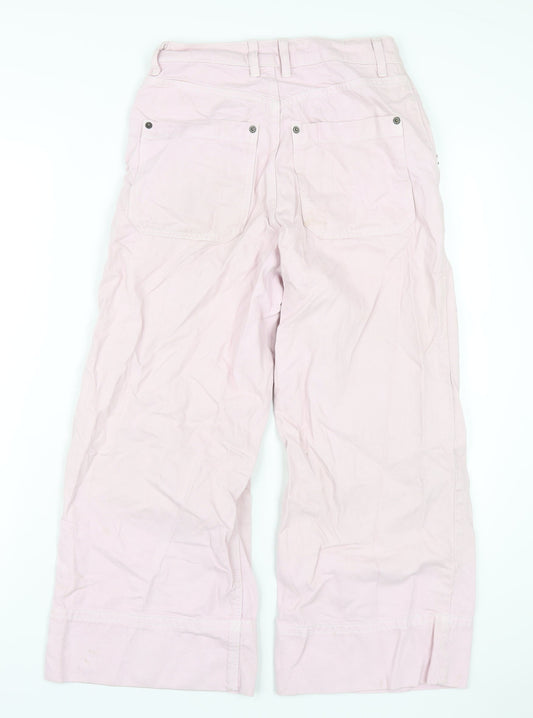 Topshop Womens Pink Polyester Wide-Leg Jeans Size 26 in L32 in Regular Zip