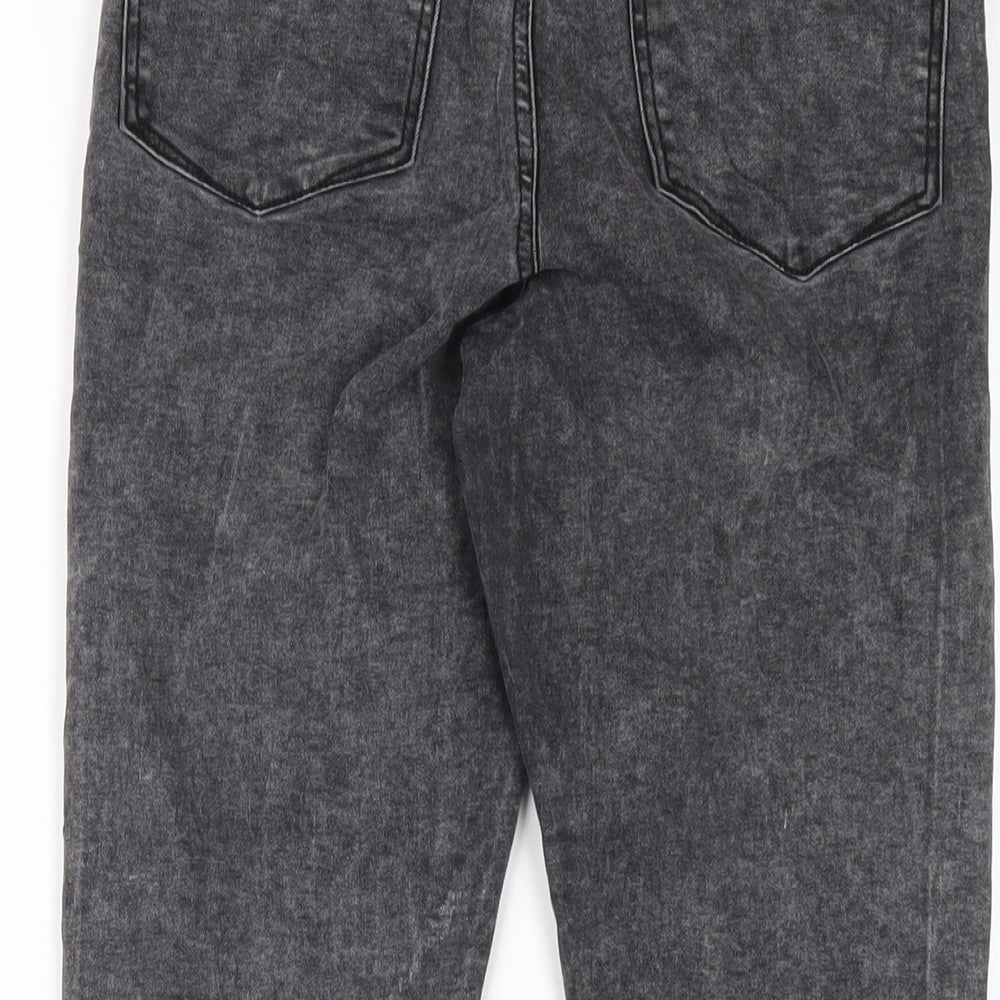 Brand and care label for Denim & Co. women’s grey cotton skinny jeans, size UK 10, 27-inch leg regular zip
