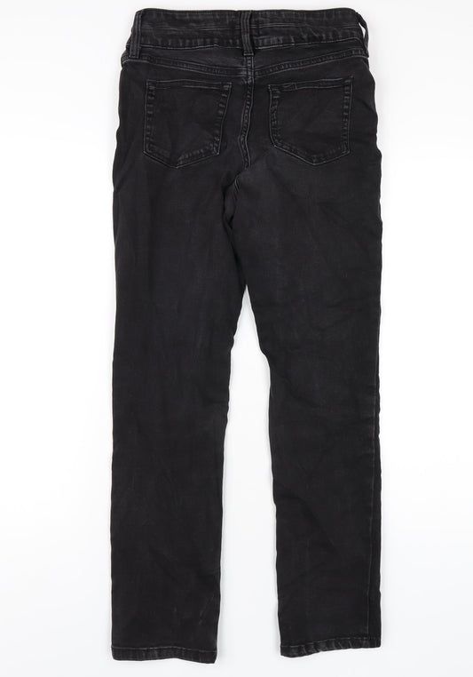 F&F Womens Black Cotton Straight Jeans Size 28 in L28 in Regular Zip