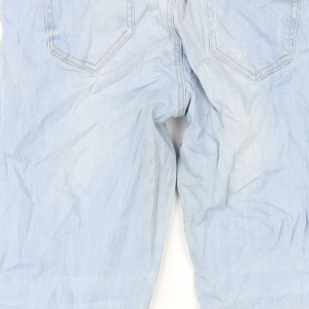 Denim & Co. Womens Blue Cotton Straight Jeans Size 14 L27 in Regular Zip