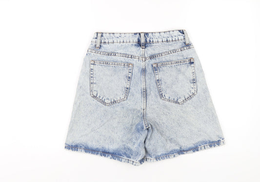 Denim & Co. Womens Blue Cotton Bermuda Shorts Size 8 L6 in Regular Zip