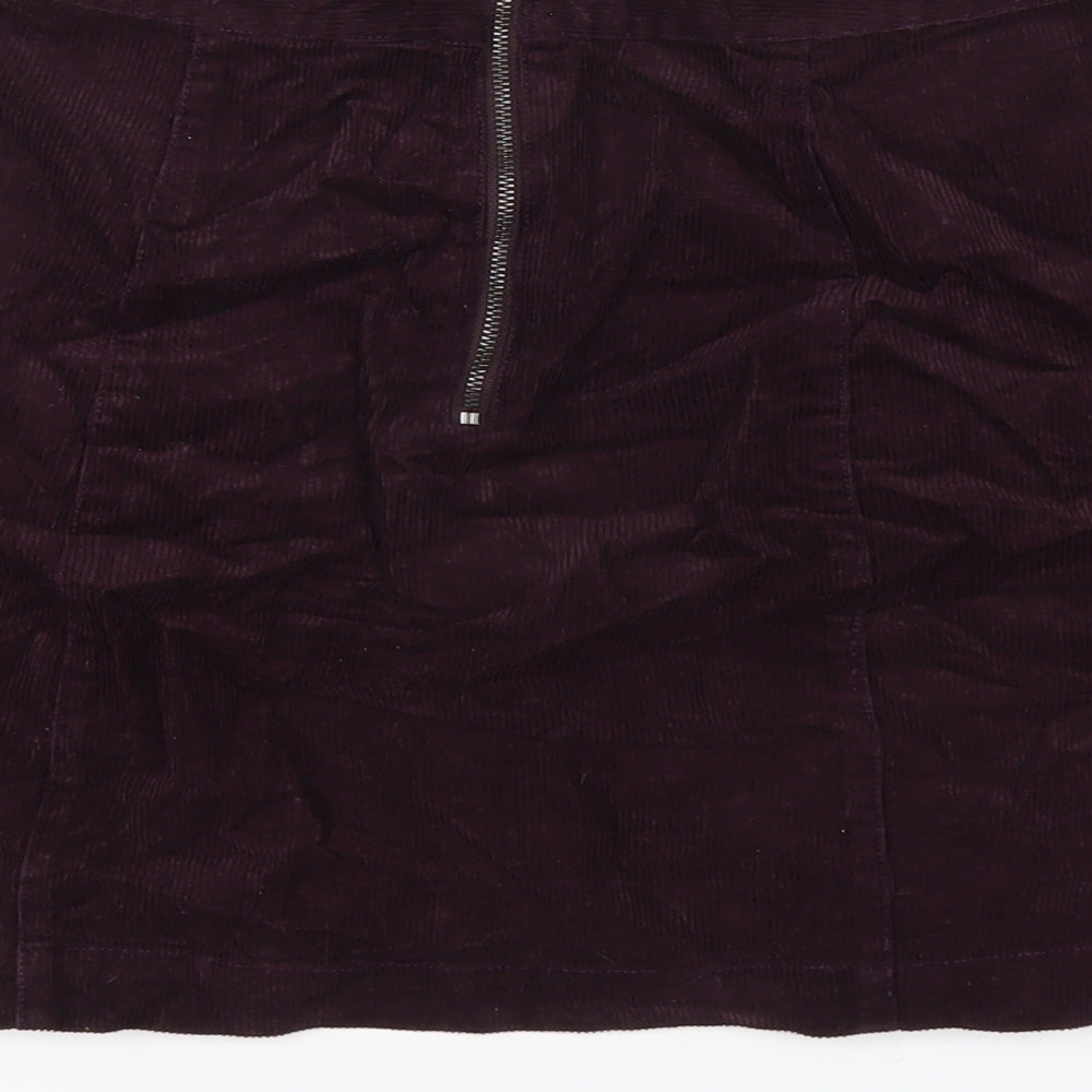 Oasis Womens Purple Cotton A-Line Skirt Size 8 Zip