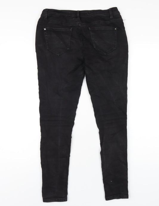 Denim & Co. Womens Black Cotton Skinny Jeans Size 10 L29 in Regular Zip