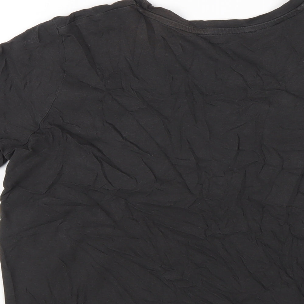Womens UK Size S Mango Black Basic T-Shirt