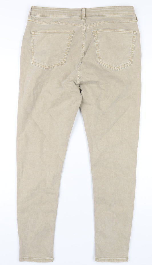 Topshop Womens Beige Cotton Skinny Jeans Size 34 in L32 in Regular Zip