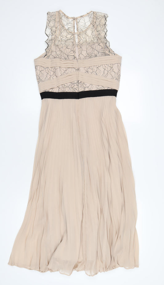 Monsoon Womens Beige Nylon A-Line Size 10 Round Neck Zip