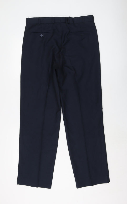 Mens UK Size 34 in Classic Regular Fit Blue Trousers