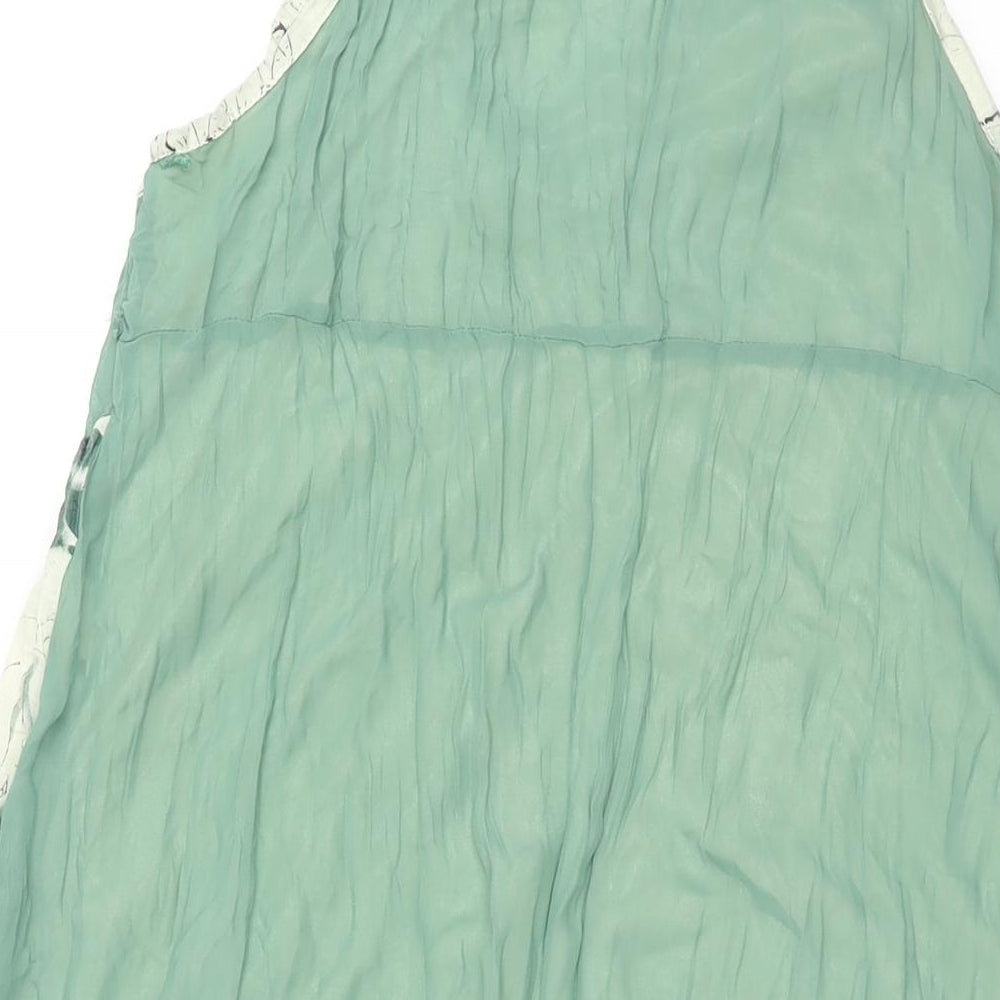 Izabel Womens Green Colourblock Polyester Tunic Blouse Size M Scoop Neck - Floral Print Lace Panel Lace Trim