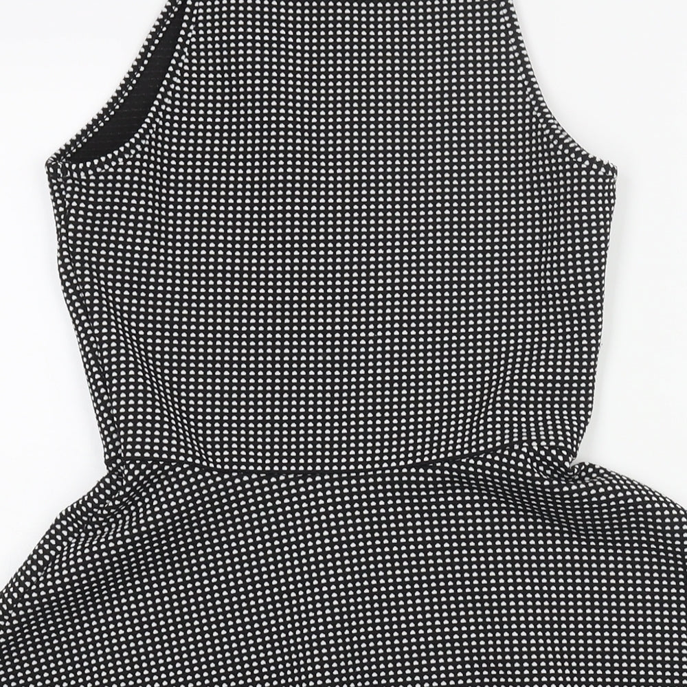 Divided by H&M Womens Black Geometric Polyester Fit & Flare Size 10 Square Neck Pullover