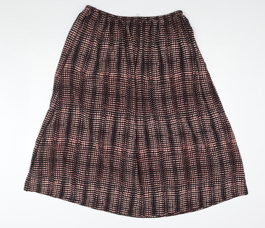 Per Una Womens Black Geometric Polyester A-Line Skirt Size 16 Drawstring