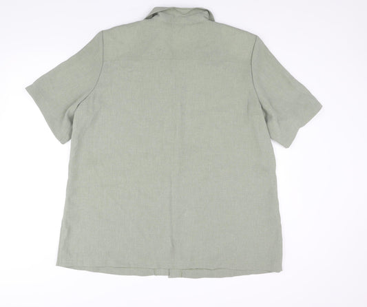 Bonmarché Womens Green Polyester Basic Button-Up Size 22 Collared - Shoulder Pads