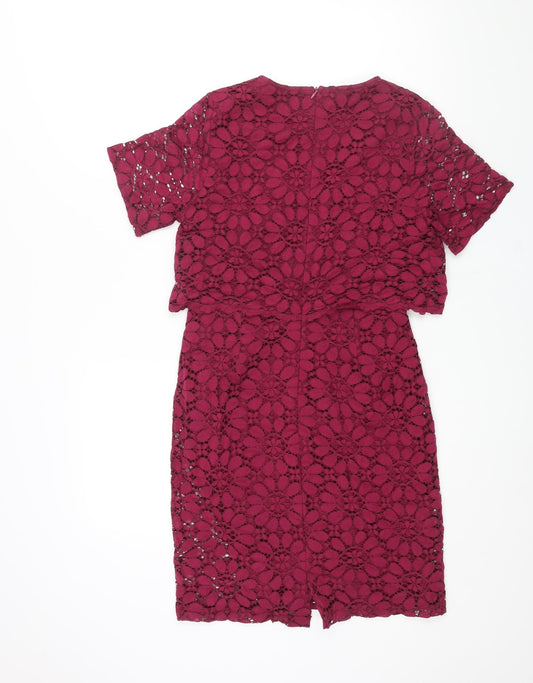 JD Williams Womens Purple Polyester Shift Size 10 V-Neck Zip