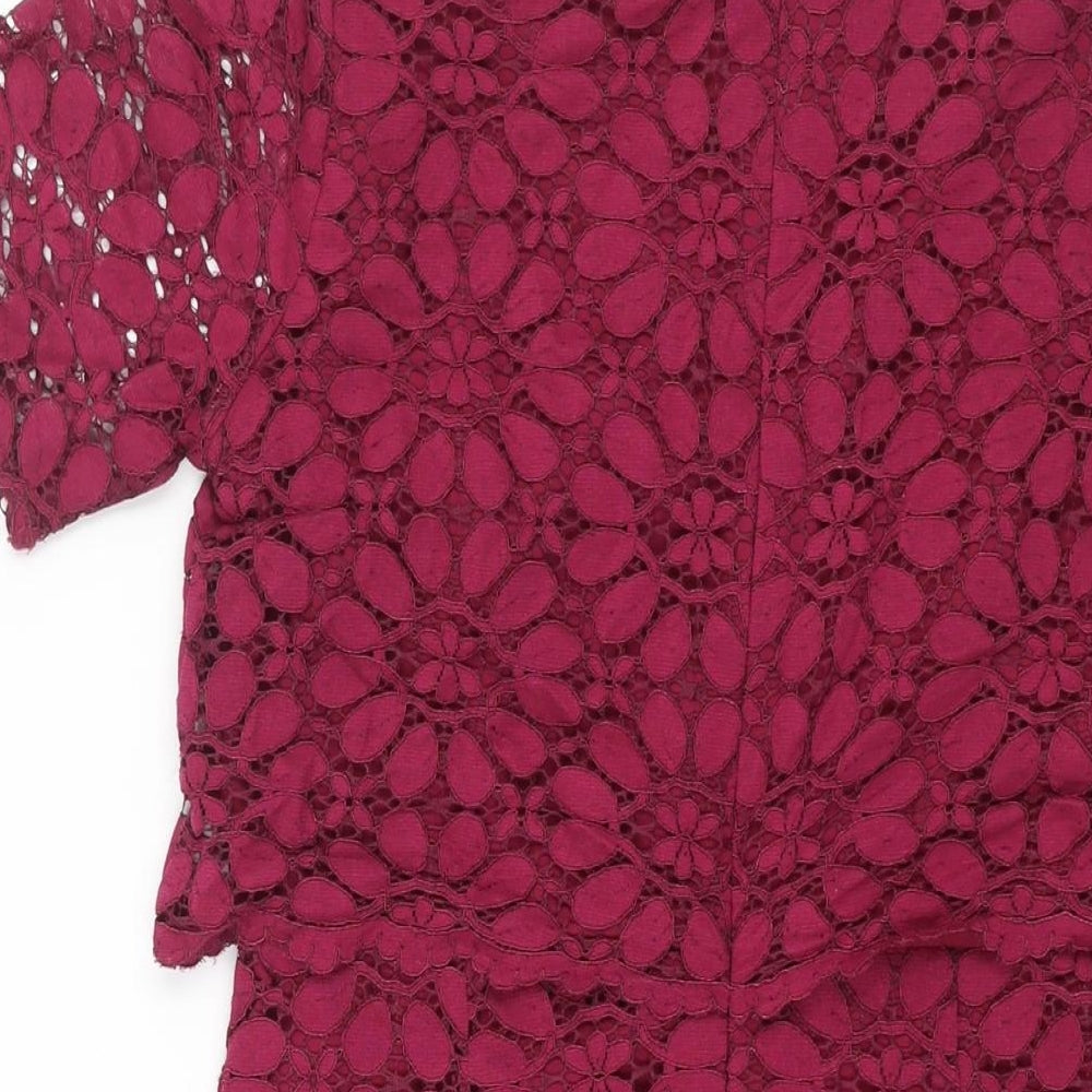 JD Williams Womens Purple Polyester Shift Size 10 V-Neck Zip