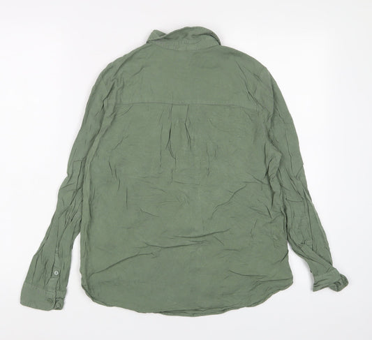 Womens UK Size 6 H&M Green Basic Button-Up