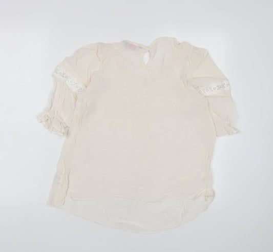 Womens UK Size 12 Dorothy Perkins Beige Basic T-Shirt