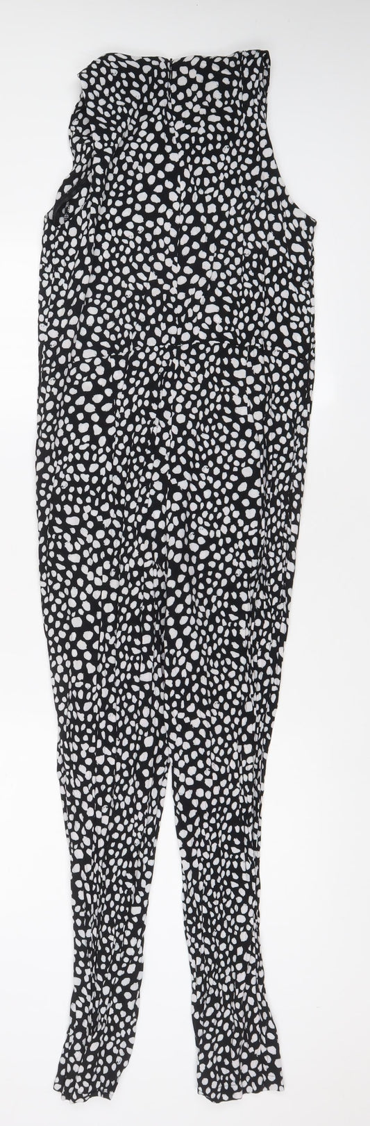 Glamorous Womens Black Geometric Viscose Jumpsuit One-Piece Size 8 L25 in Zip