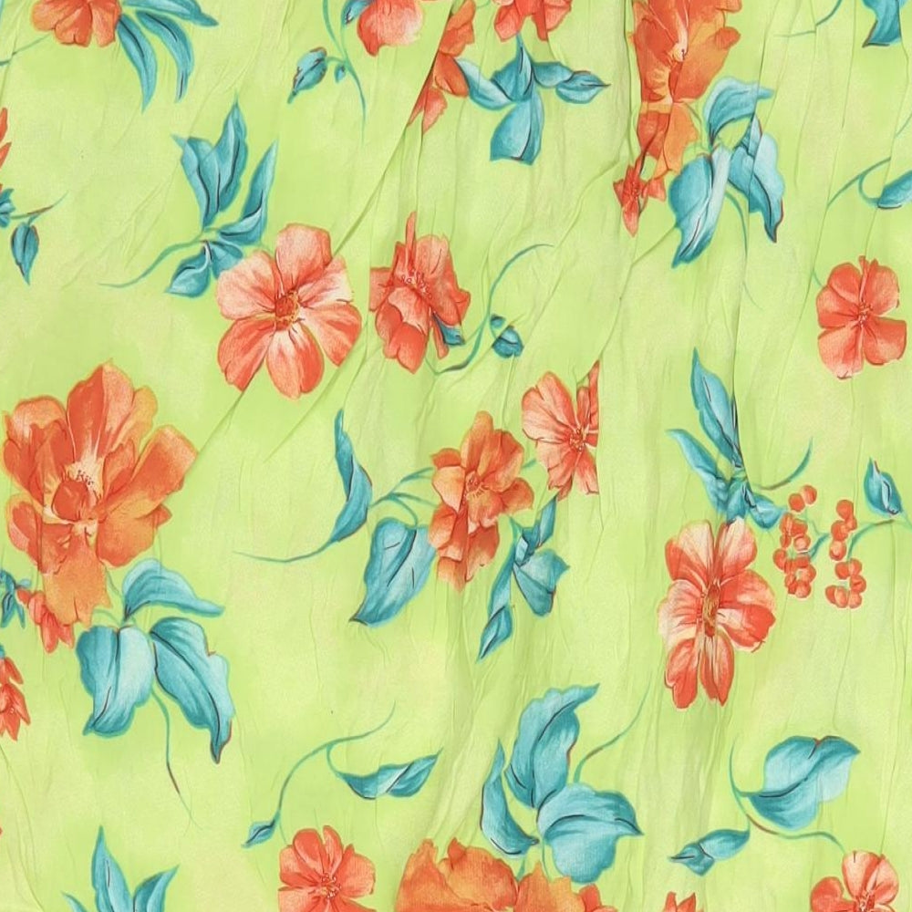 Design Essentials Womens Green Floral Viscose A-Line Skirt Size 18 Button